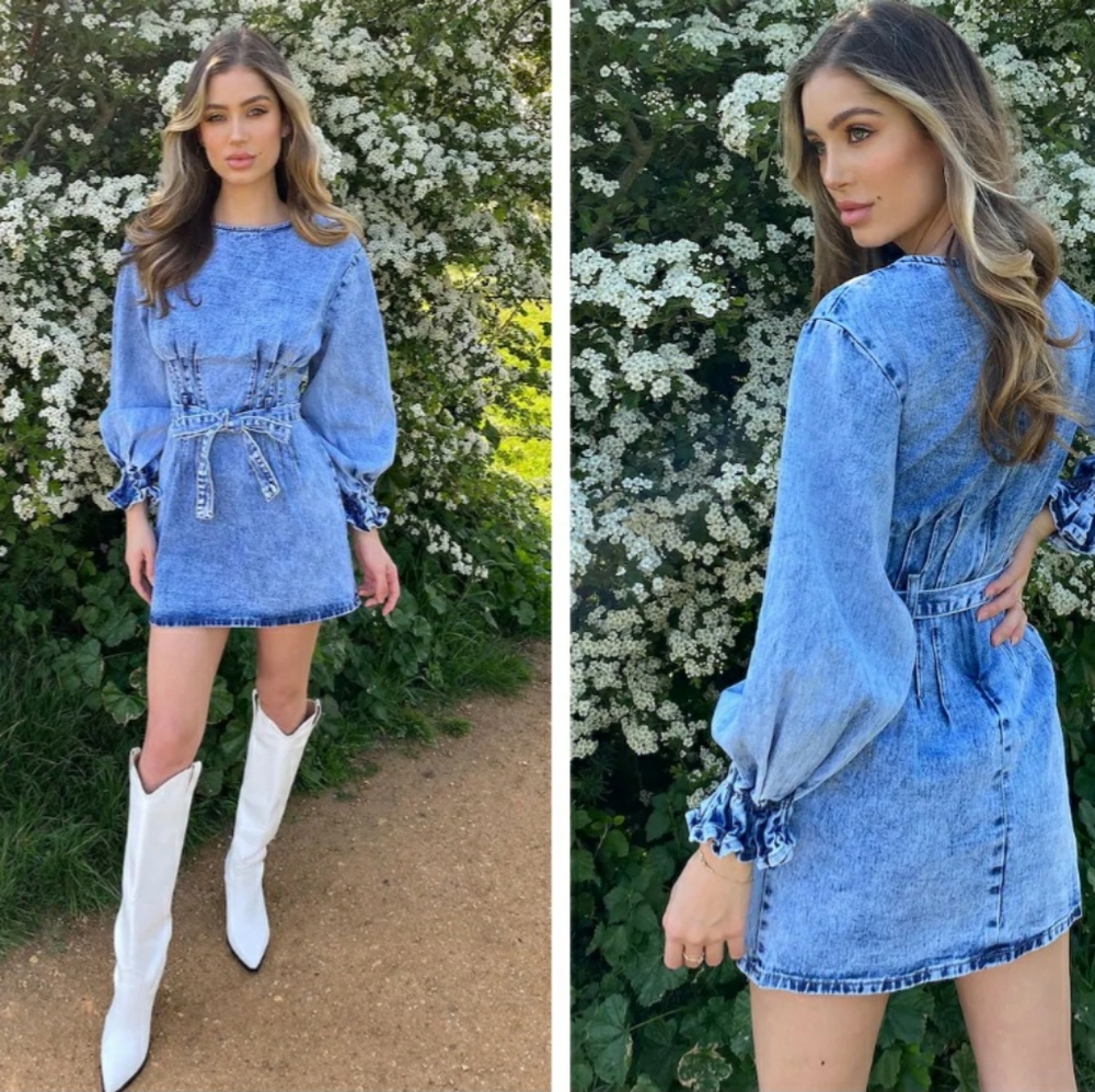 Bleach wash denim dress